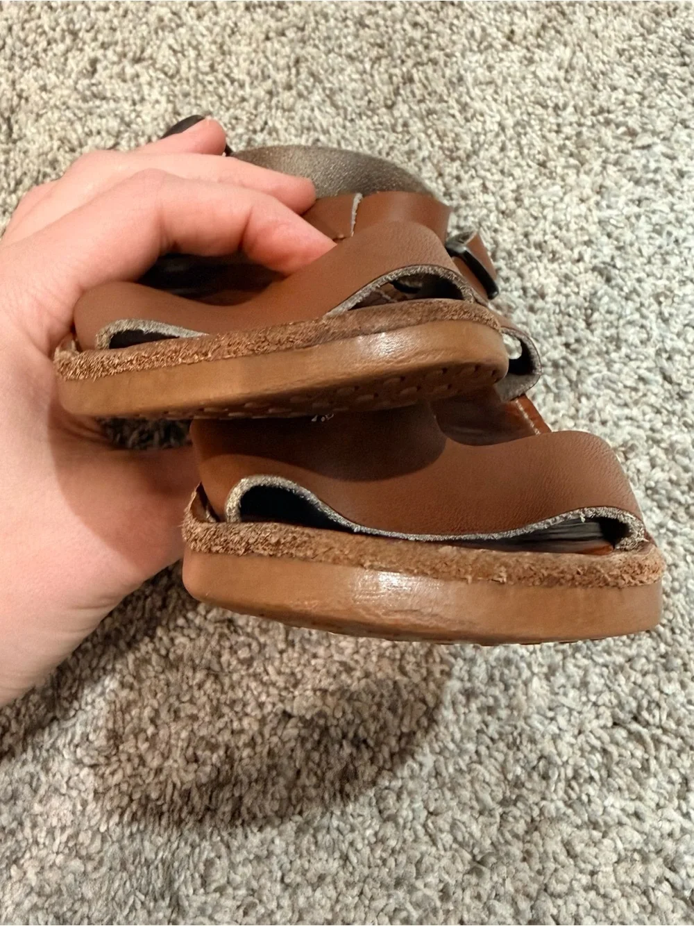 Freshly Picked Brown Leather Open-Toe Kids Sandals
